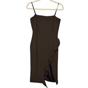 Bardot Black Asymmetrical Ruffle Side Slit Skirt Carmelle Mini Dress Size 6